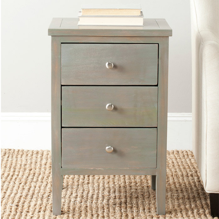 Highland Dunes Joanna 26.8'' Tall Solid Wood 3 Drawer End Table